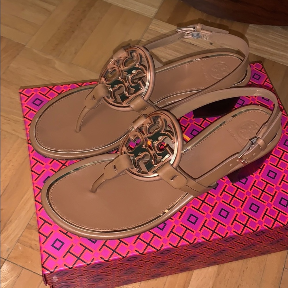 Tory Burch Miller metal logo sandals